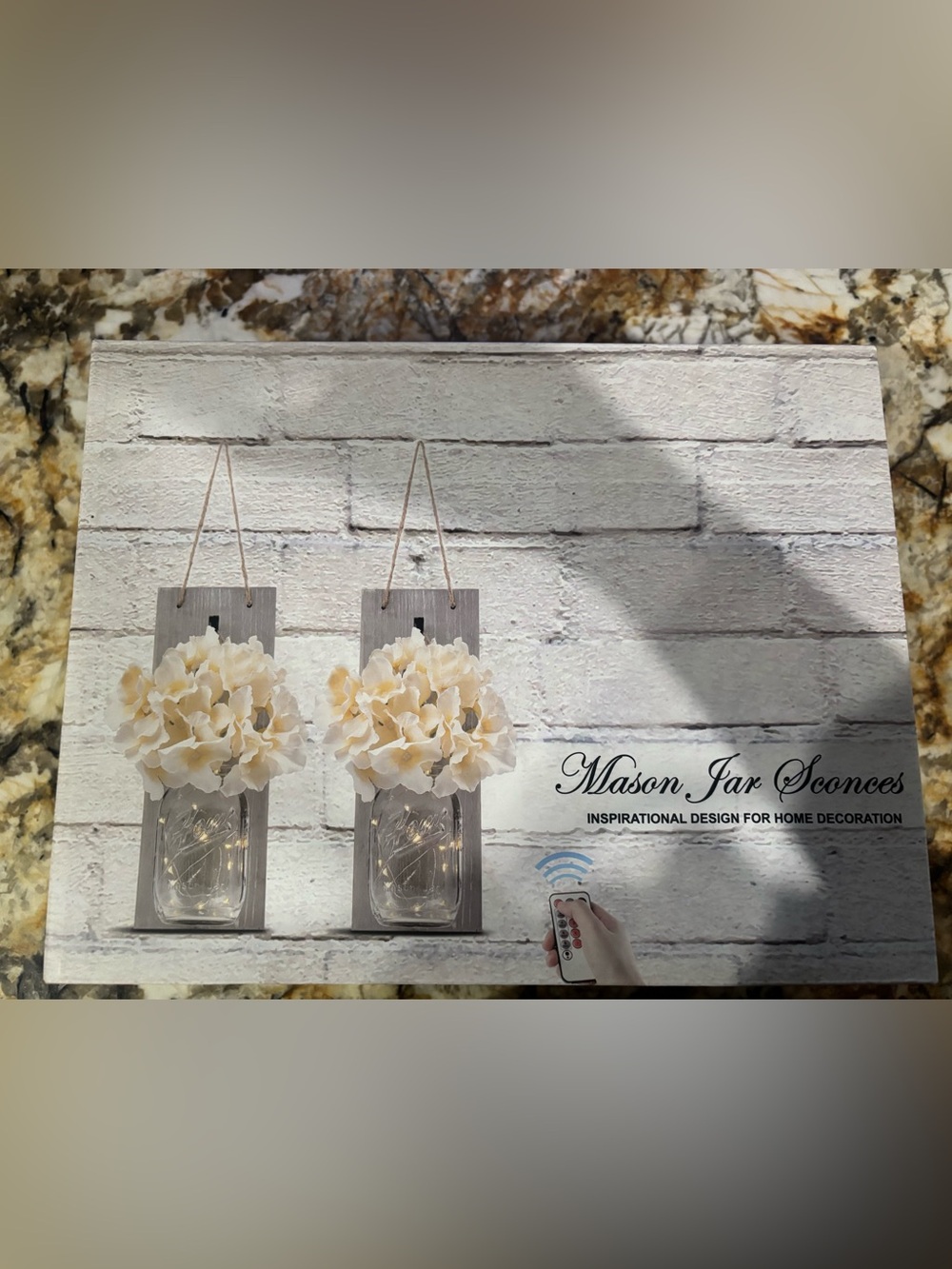 Mason Jar Wall Sconce with Cream Floral Accents
